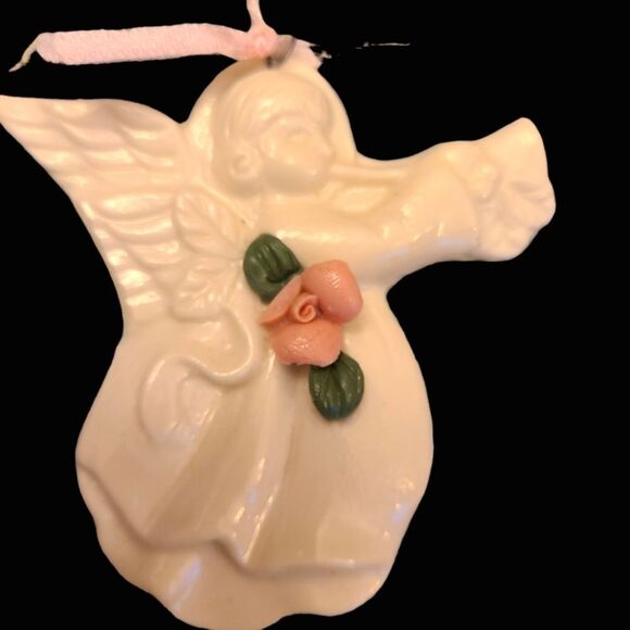 Vintage Tree Ornaments Porcelain Angel Dove Set of Two - Picture 3 of 8